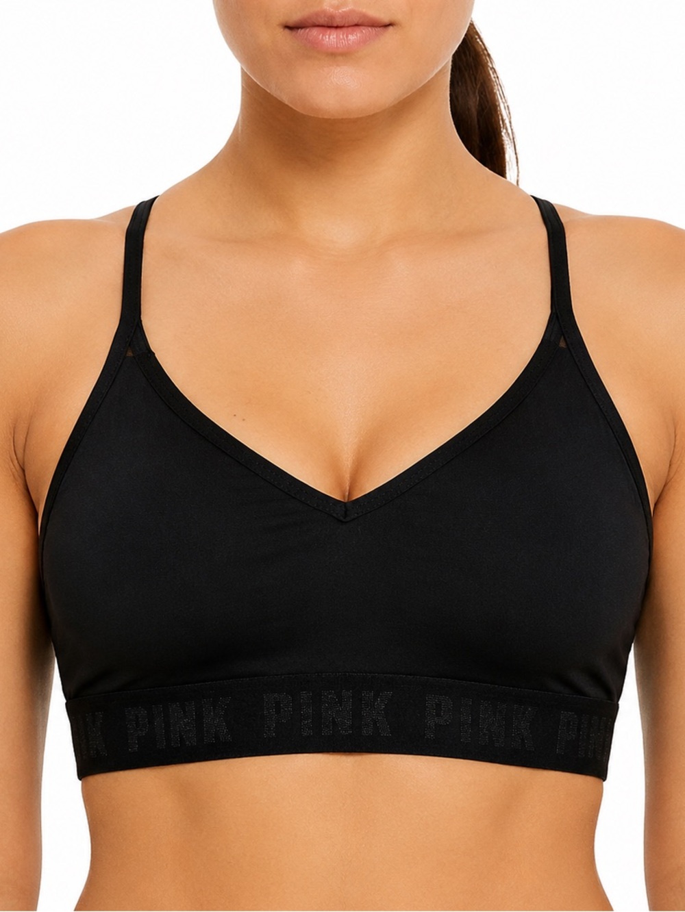 *2 for 20* PINK Ultimate Lightly Lined Mesh Back Sports Bra Black S